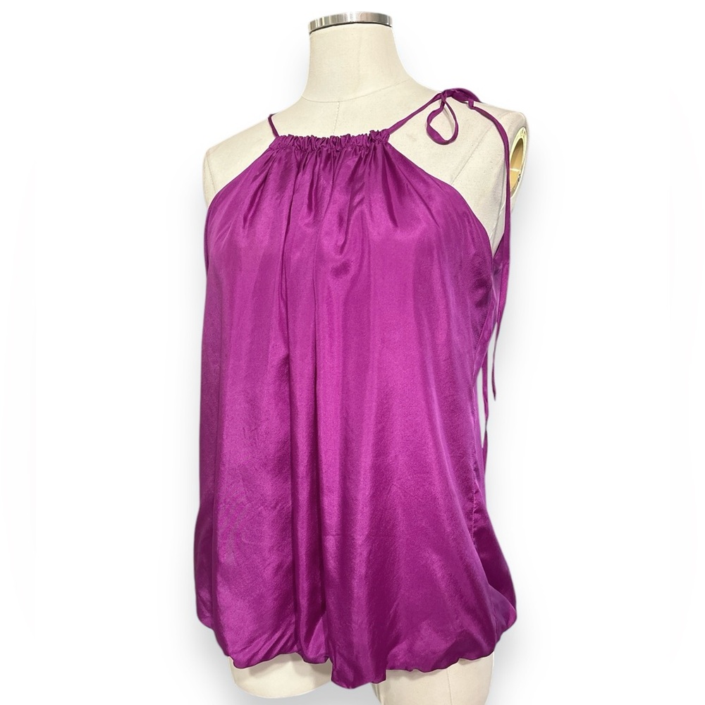 GRAHAM & SPENCER 100% Silk Bubble Hem Adjustable Halter Camisole